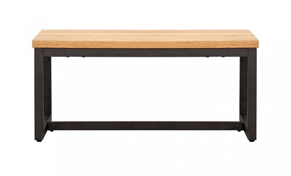 Rustic Natural Oak And Black Metal End Table By Homeroots | End Tables | Modishstore - 2