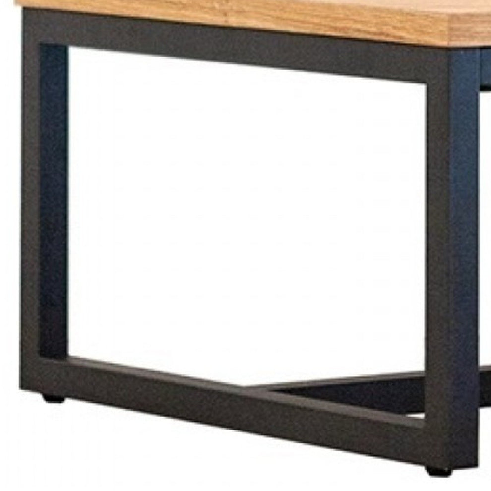 Rustic Natural Oak And Black Metal End Table By Homeroots | End Tables | Modishstore - 4