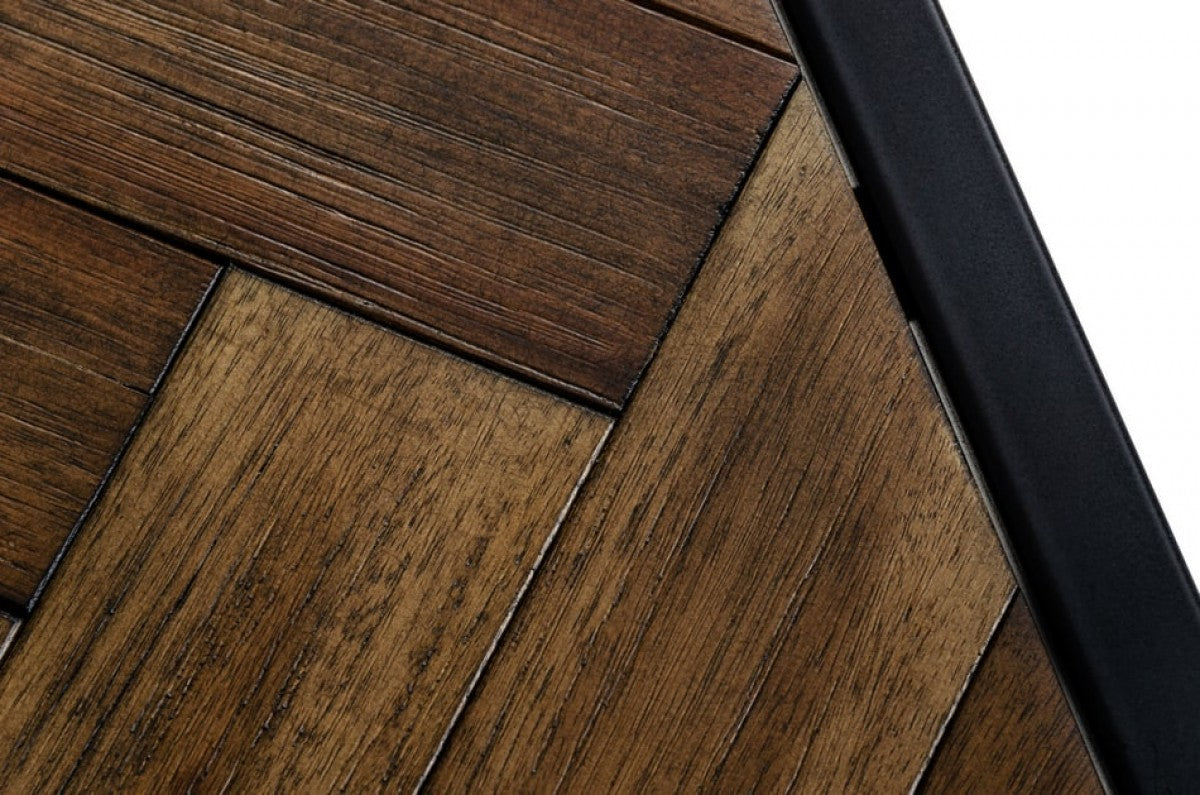 Modern Rustic Brown and Black Chevron Wood and Metal Snack Table By Homeroots | End Tables | Modishstore - 3