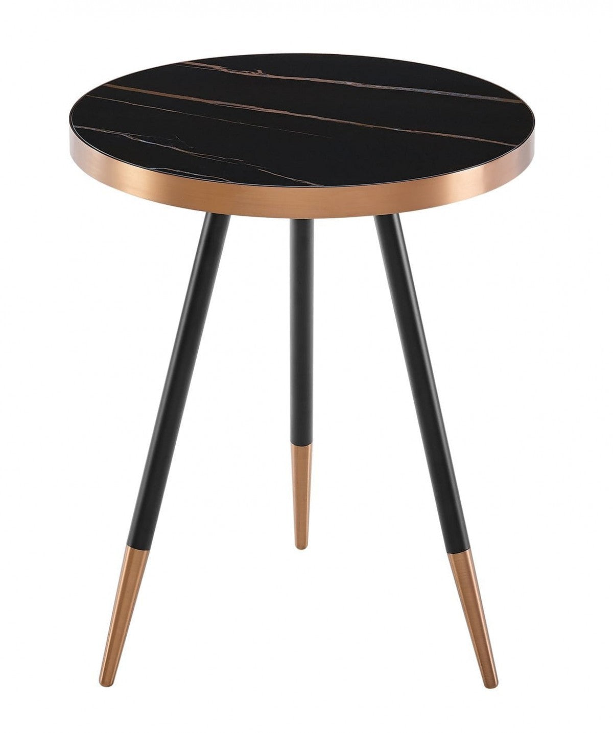 Stylish Black Ceramic and Rose Gold Side or End Table By Homeroots | End Tables | Modishstore
