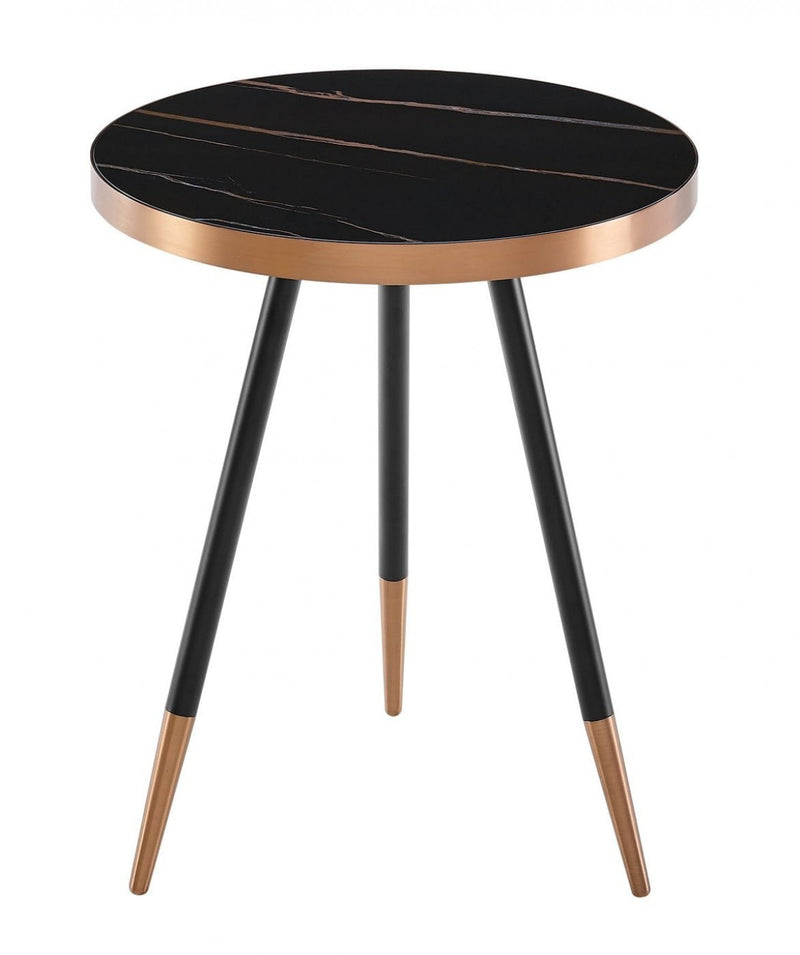 Stylish Black Ceramic and Rose Gold Side or End Table By Homeroots | End Tables | Modishstore