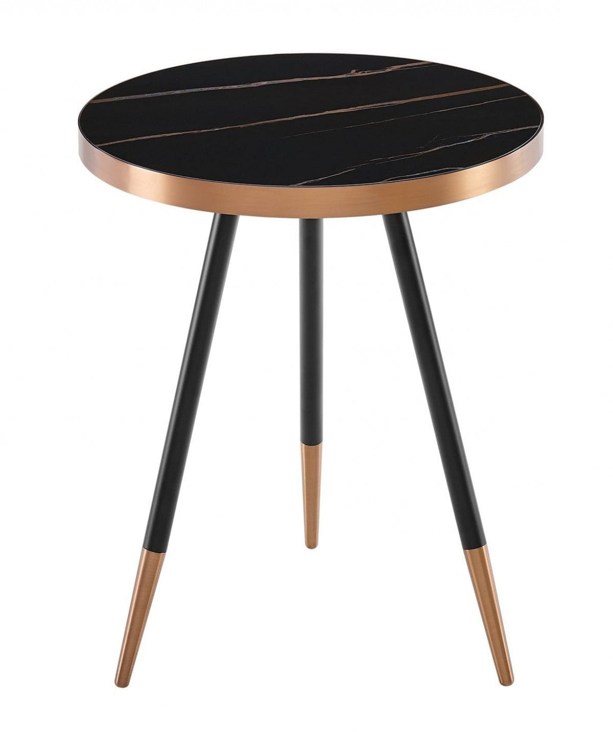 Stylish Black Ceramic and Rose Gold Side or End Table By Homeroots | End Tables | Modishstore - 2