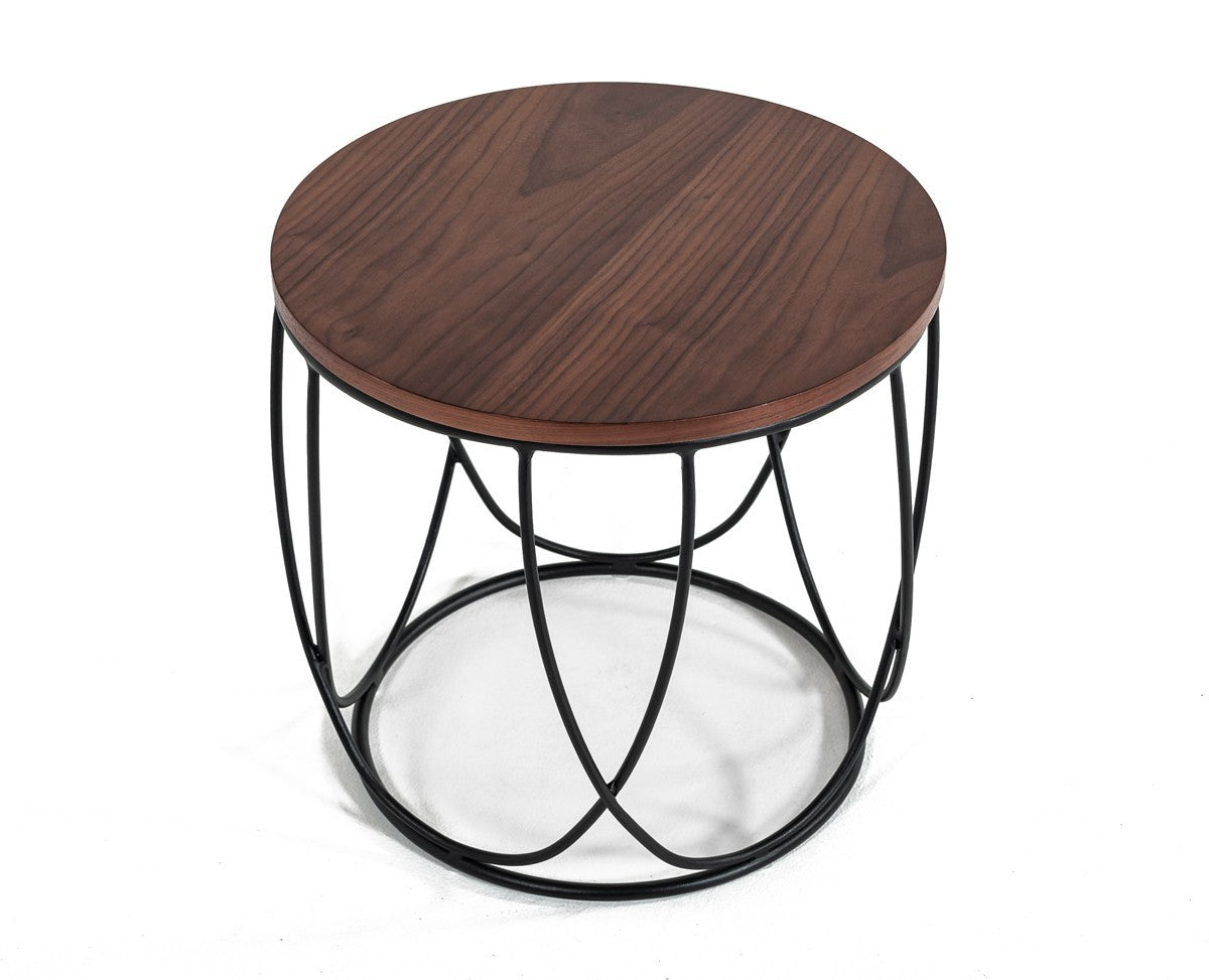 Modern Brown and Black Round Open Geo Base End Table By Homeroots | End Tables | Modishstore - 2