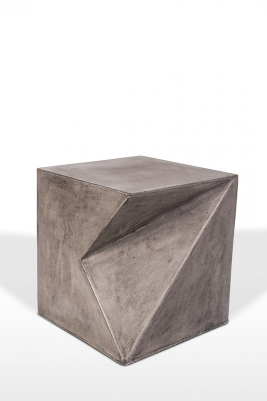 Asymmetric Dark Gray Concrete Cubed Stool By Homeroots | End Tables | Modishstore