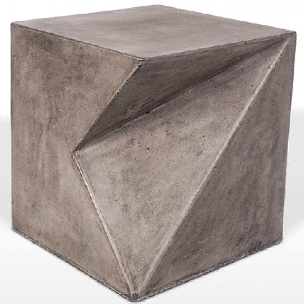 Asymmetric Dark Gray Concrete Cubed Stool By Homeroots | End Tables | Modishstore - 3