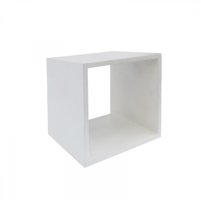 Minimalist White Concrete Open Cube End or Side Table By Homeroots | End Tables | Modishstore