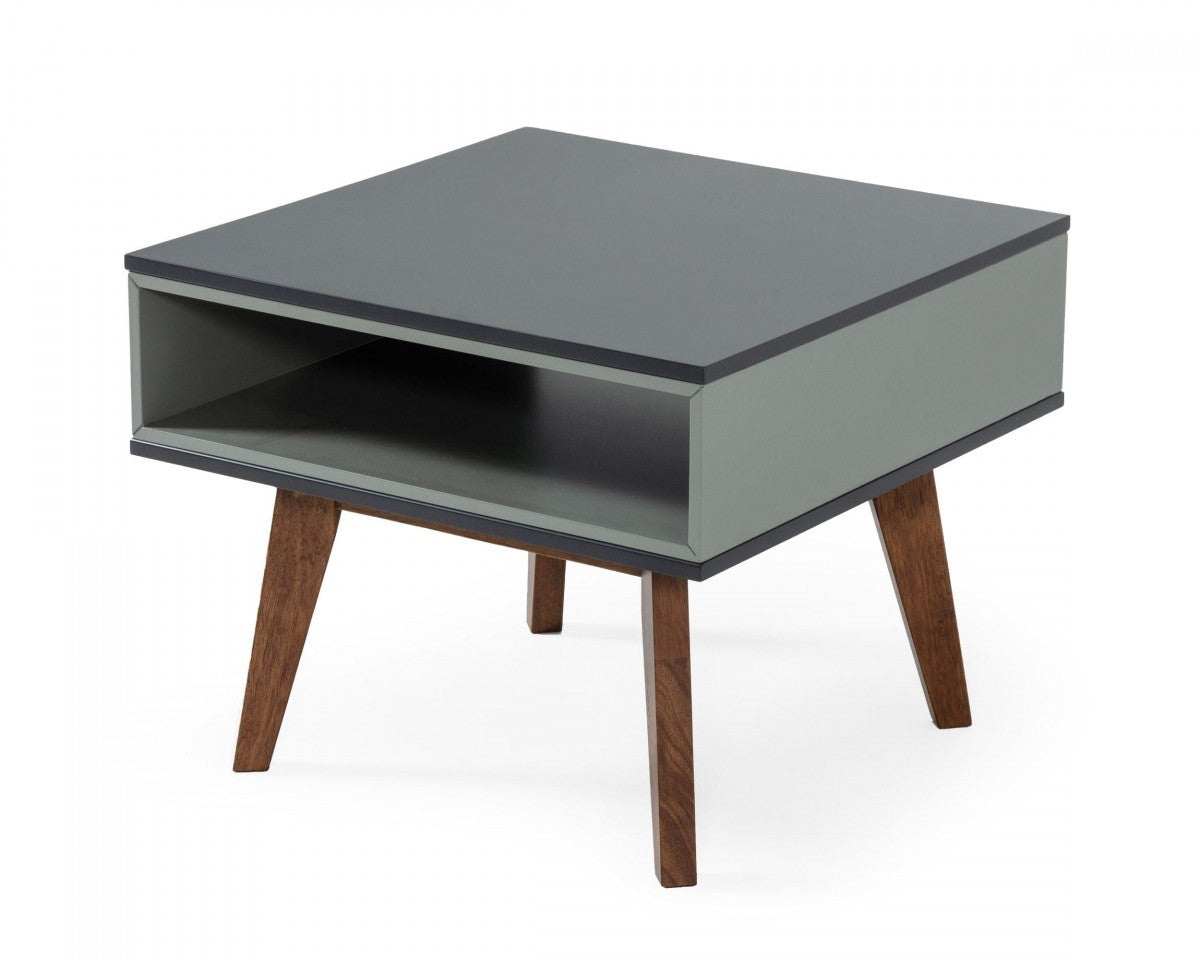 Dark Oak and Shades of Gray Open Rectangle End Table By Homeroots | End Tables | Modishstore - 2