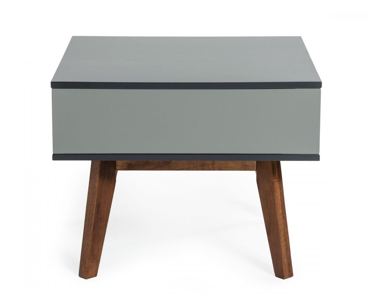 Dark Oak and Shades of Gray Open Rectangle End Table By Homeroots | End Tables | Modishstore - 3