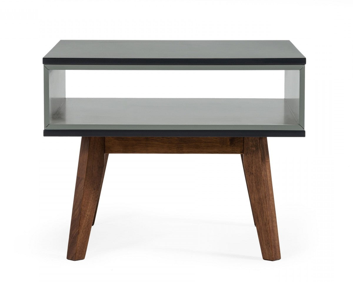 Dark Oak and Shades of Gray Open Rectangle End Table By Homeroots | End Tables | Modishstore - 4