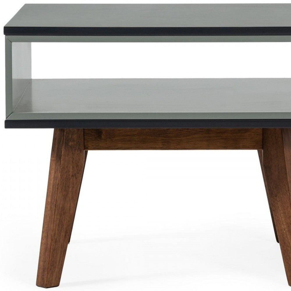 Dark Oak and Shades of Gray Open Rectangle End Table By Homeroots | End Tables | Modishstore - 5