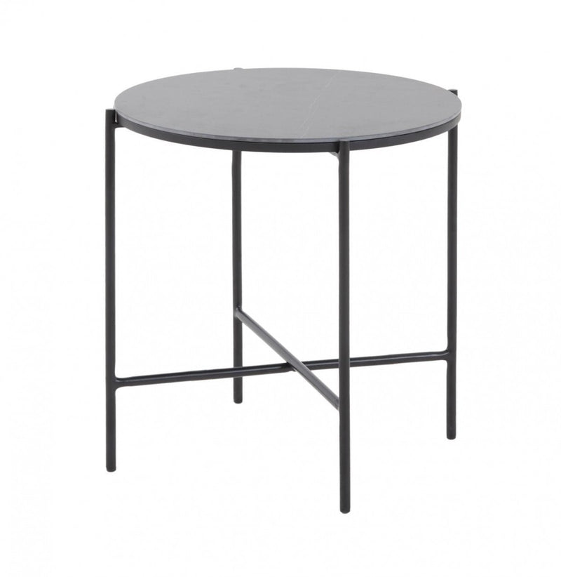 Modern Industrial Black Round Ceramic Side Table By Homeroots | End Tables | Modishstore
