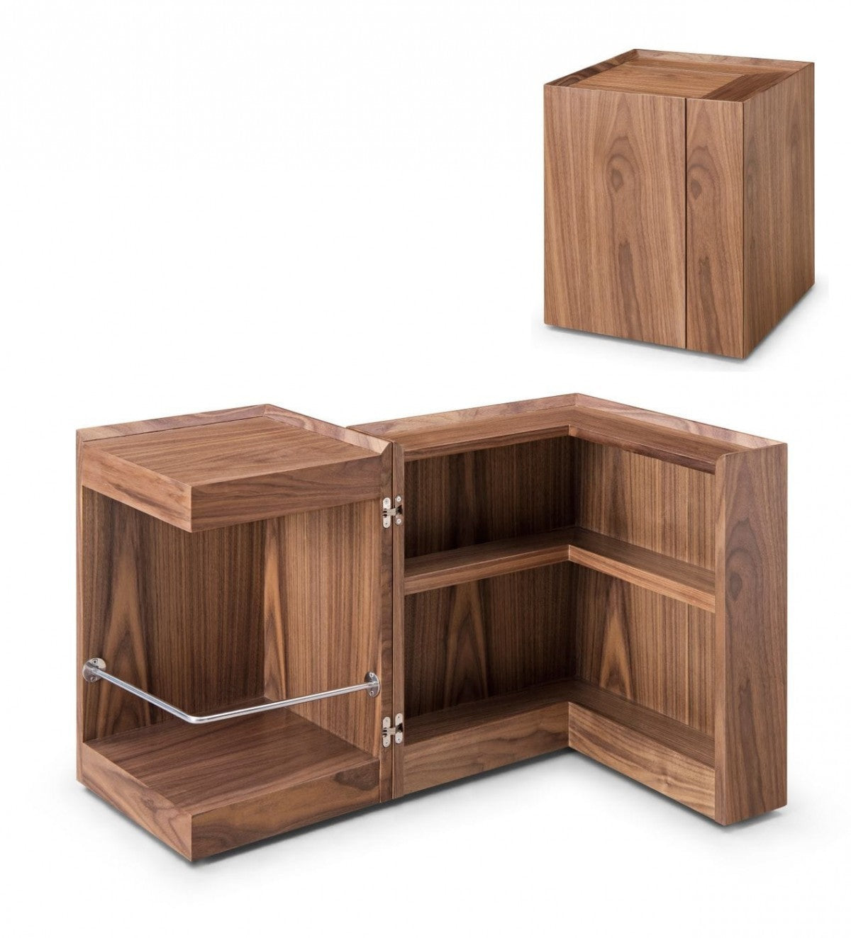 Compact Multipurpose Walnut Rolling End Table with Hidden Storage By Homeroots | End Tables | Modishstore