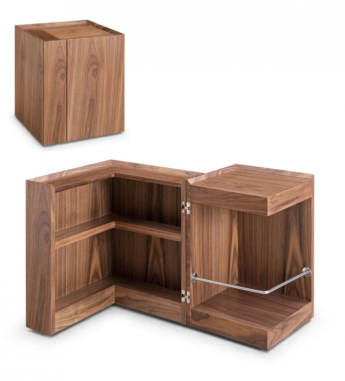 Compact Multipurpose Walnut Rolling End Table with Hidden Storage By Homeroots | End Tables | Modishstore - 3