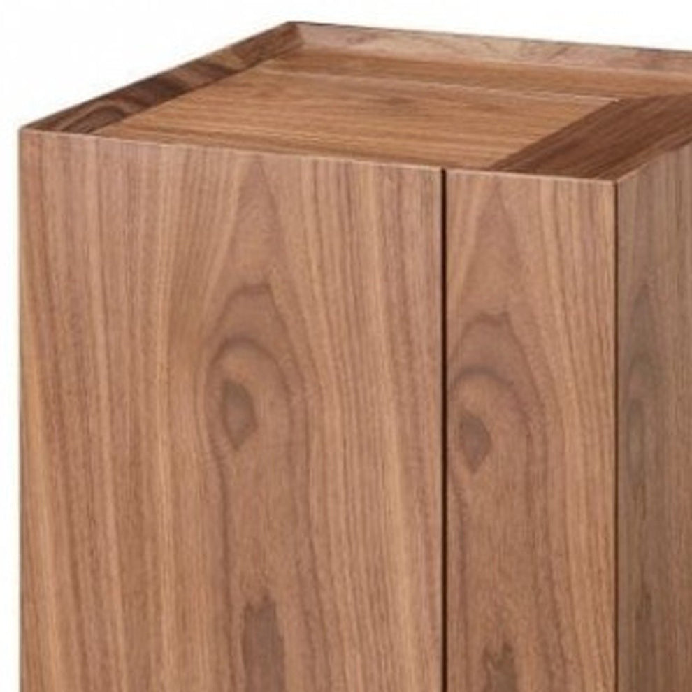 Compact Multipurpose Walnut Rolling End Table with Hidden Storage By Homeroots | End Tables | Modishstore - 5