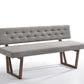 63" Gray And Brown Upholstered Linen Blend Dining bench By Homeroots