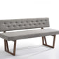 63" Gray And Brown Upholstered Linen Blend Dining bench By Homeroots | Benches | Modishstore - 2