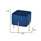 Compact Blue Velvet And Gold Metal Square Ottoman By Homeroots | Ottomans | Modishstore - 5
