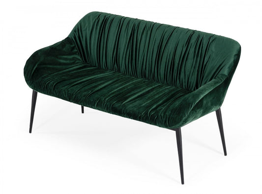 56" Green And Dark Brown Upholstered Velvet Dining bench By Homeroots