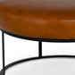 Compact 30" Round Camel Leather Ottoman Stool By Homeroots | Ottomans | Modishstore - 6