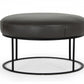 Compact 30" Round Camel Leather Ottoman Stool By Homeroots | Ottomans | Modishstore - 8