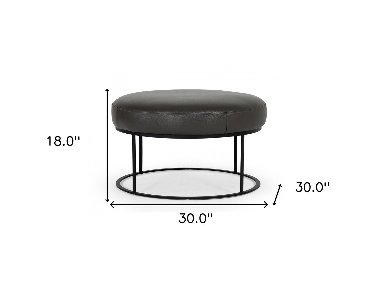 Compact 30" Round Camel Leather Ottoman Stool By Homeroots | Ottomans | Modishstore - 14