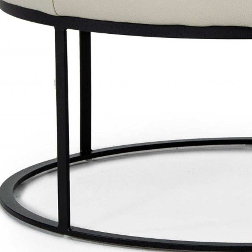 Compact 30" Round Camel Leather Ottoman Stool By Homeroots | Ottomans | Modishstore - 19