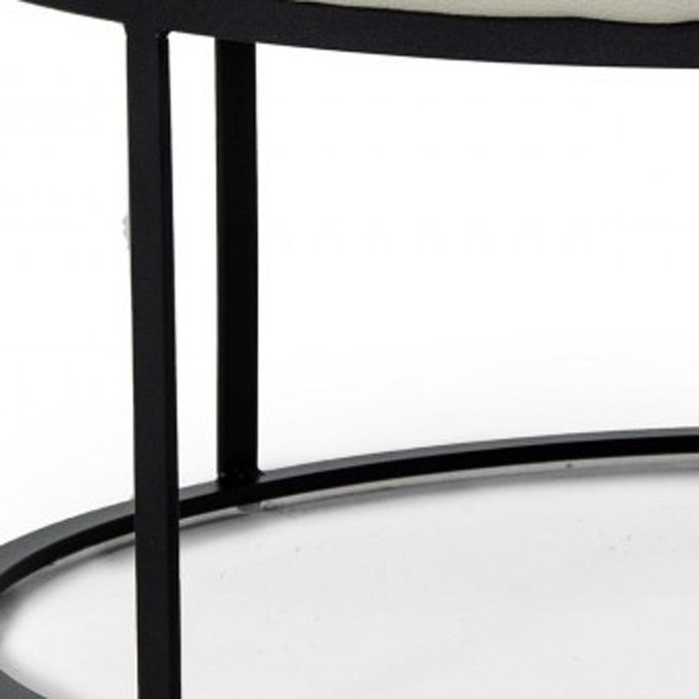 Compact 30" Round Camel Leather Ottoman Stool By Homeroots | Ottomans | Modishstore - 20