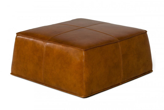 Modern Square Camel Leather Ottoman By Homeroots | Ottomans | Modishstore