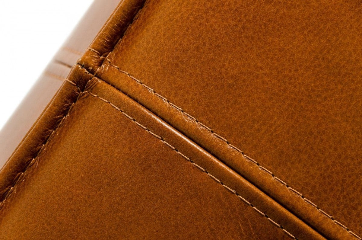 Modern Square Camel Leather Ottoman By Homeroots | Ottomans | Modishstore - 3