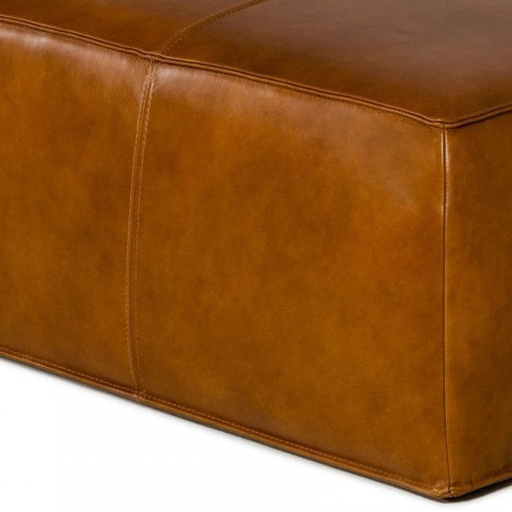 Modern Square Camel Leather Ottoman By Homeroots | Ottomans | Modishstore - 6