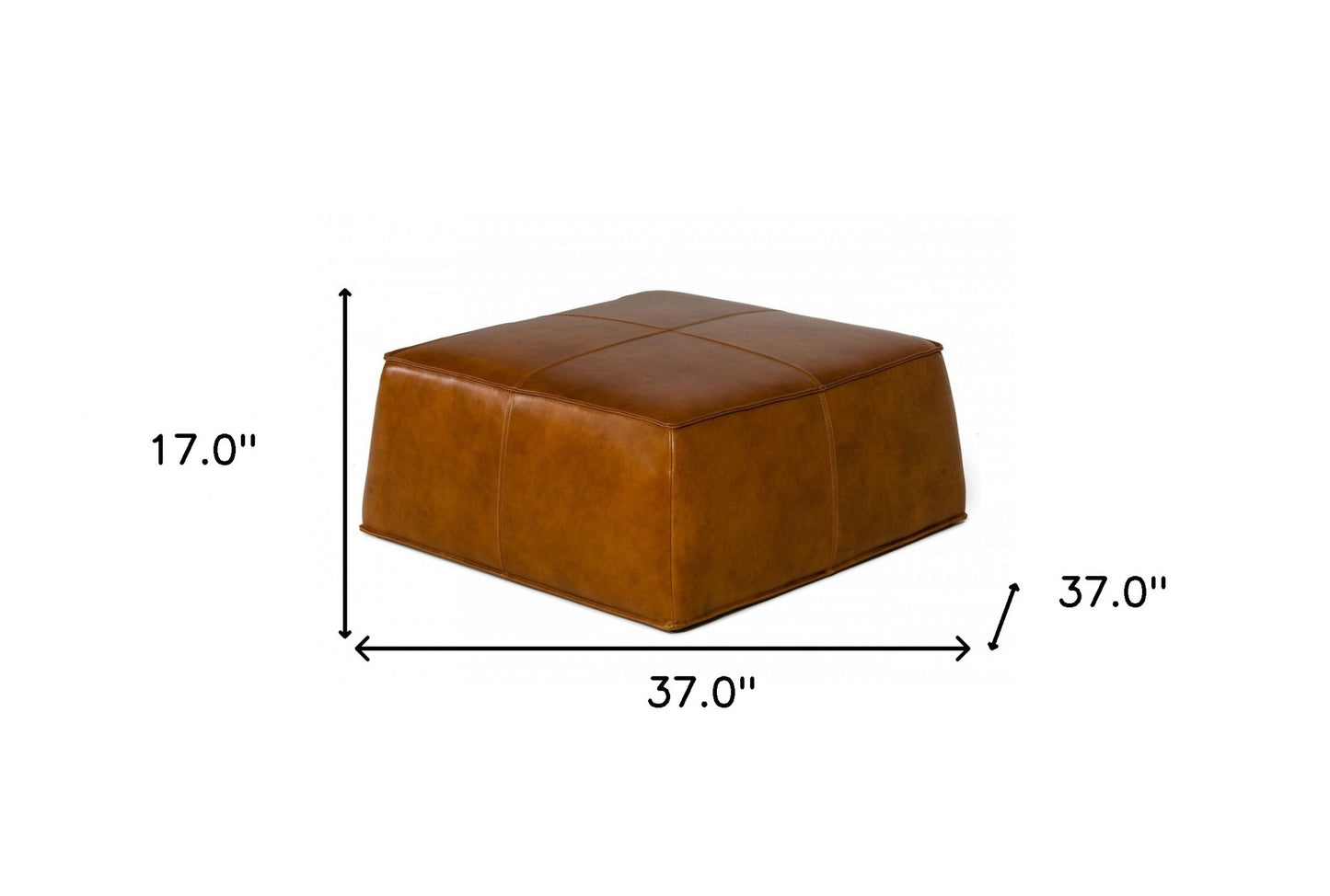 Modern Square Camel Leather Ottoman By Homeroots | Ottomans | Modishstore - 7