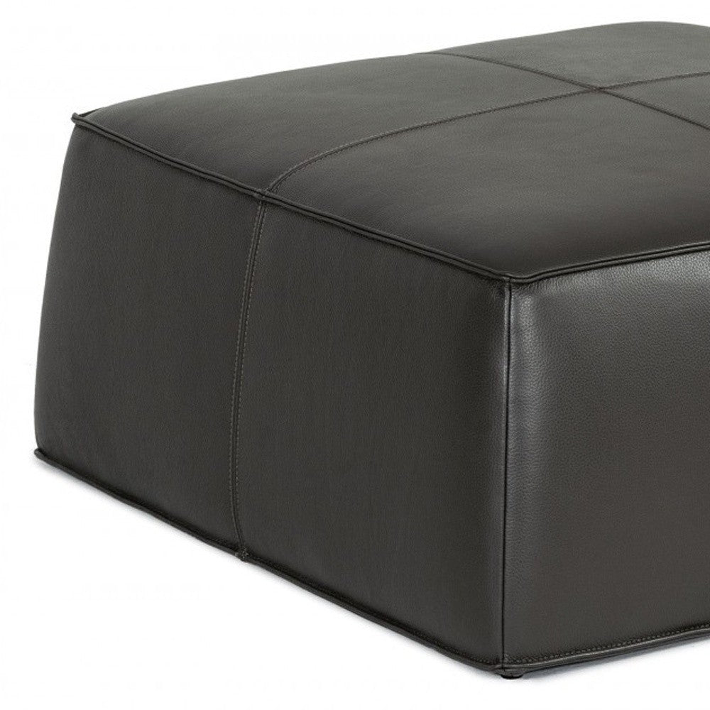 Modern Square Camel Leather Ottoman By Homeroots | Ottomans | Modishstore - 12
