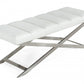 47" White And Gray Upholstered Faux leather Dining bench By Homeroots | Benches | Modishstore