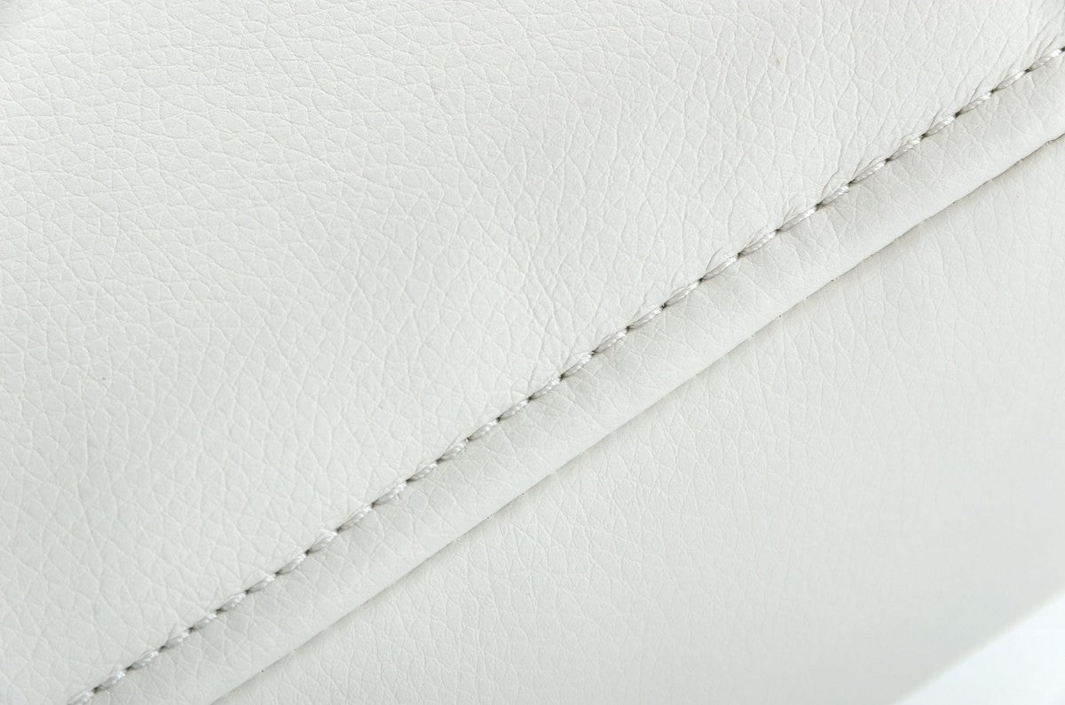 47" White And Gray Upholstered Faux leather Dining bench By Homeroots | Benches | Modishstore - 7