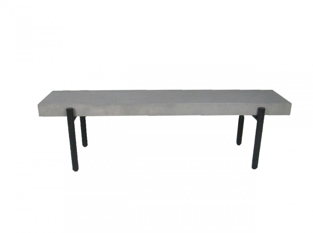 63" Gray And Black Concrete Dining bench By Homeroots