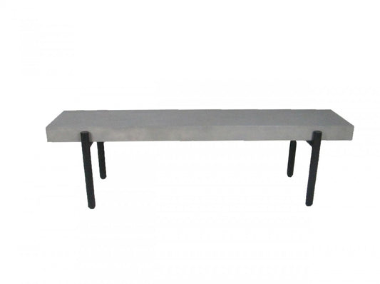 63" Gray And Black Concrete Dining bench By Homeroots | Benches | Modishstore