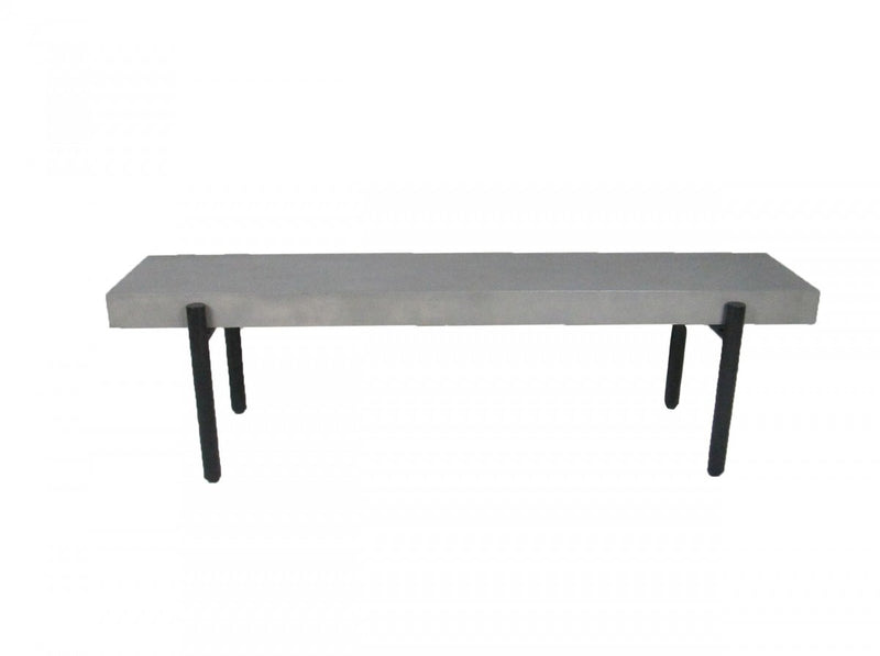 63" Gray And Black Concrete Dining bench By Homeroots | Benches | Modishstore