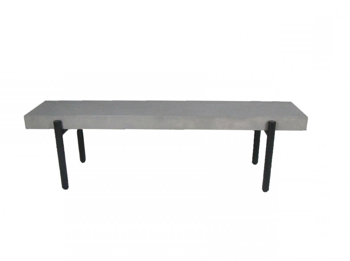 63" Gray And Black Concrete Dining bench By Homeroots | Benches | Modishstore - 4