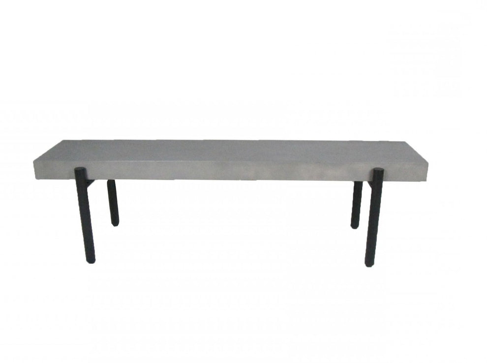 63" Gray And Black Concrete Dining bench By Homeroots | Benches | Modishstore - 4