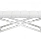 47" White And Silver Upholstered Faux leather Dining bench By Homeroots