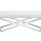 47" White And Silver Upholstered Faux leather Dining bench By Homeroots | Benches | Modishstore - 2