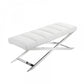 47" White And Silver Upholstered Faux leather Dining bench By Homeroots