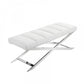 47" White And Silver Upholstered Faux leather Dining bench By Homeroots | Benches | Modishstore