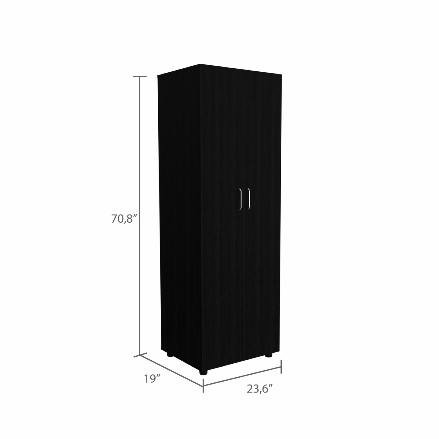 71" Black Tall Two Door Closet By Homeroots | Armoires & Wardrobes | Modishstore - 3