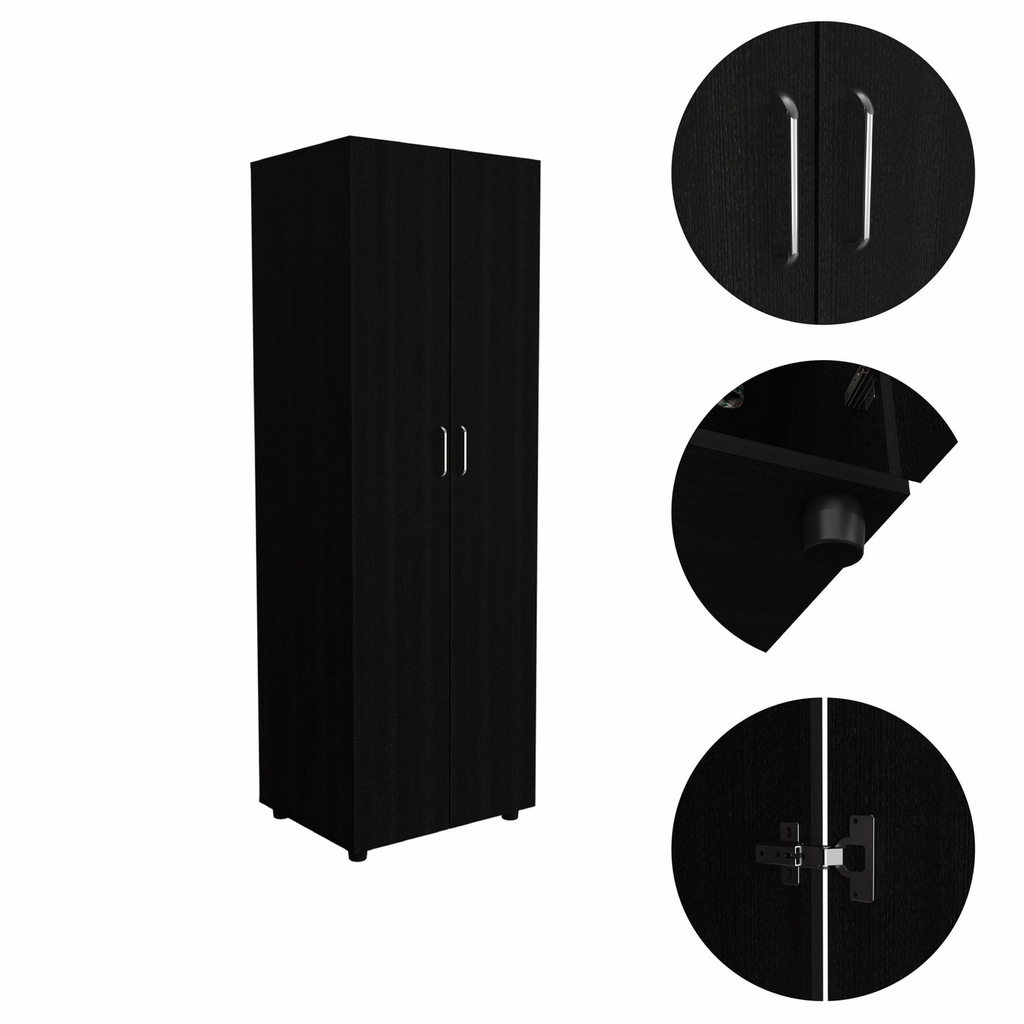 71" Black Tall Two Door Closet By Homeroots | Armoires & Wardrobes | Modishstore - 4