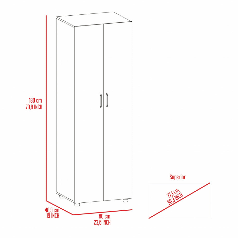 71" Black Tall Two Door Closet By Homeroots | Armoires & Wardrobes | Modishstore - 6