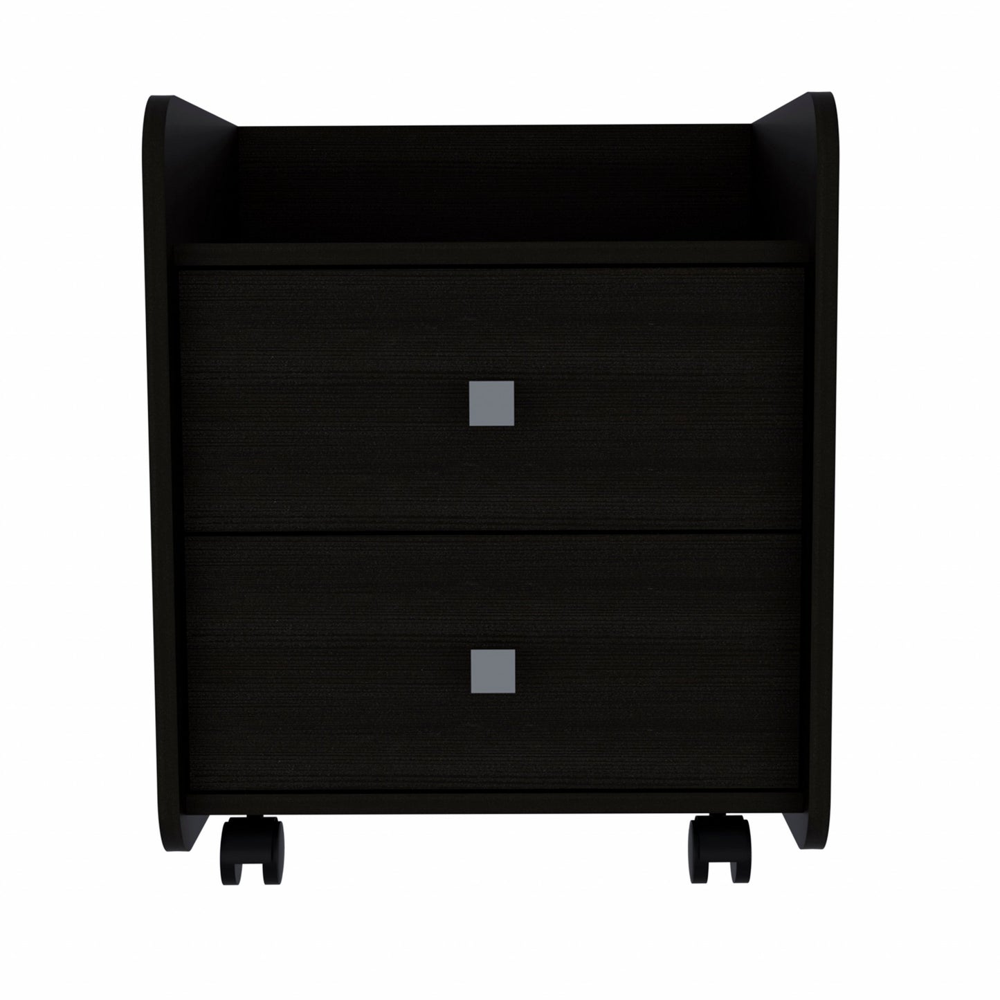Black Nightstand with Two Drawers By Homeroots | Nightstands | Modishstore - 2