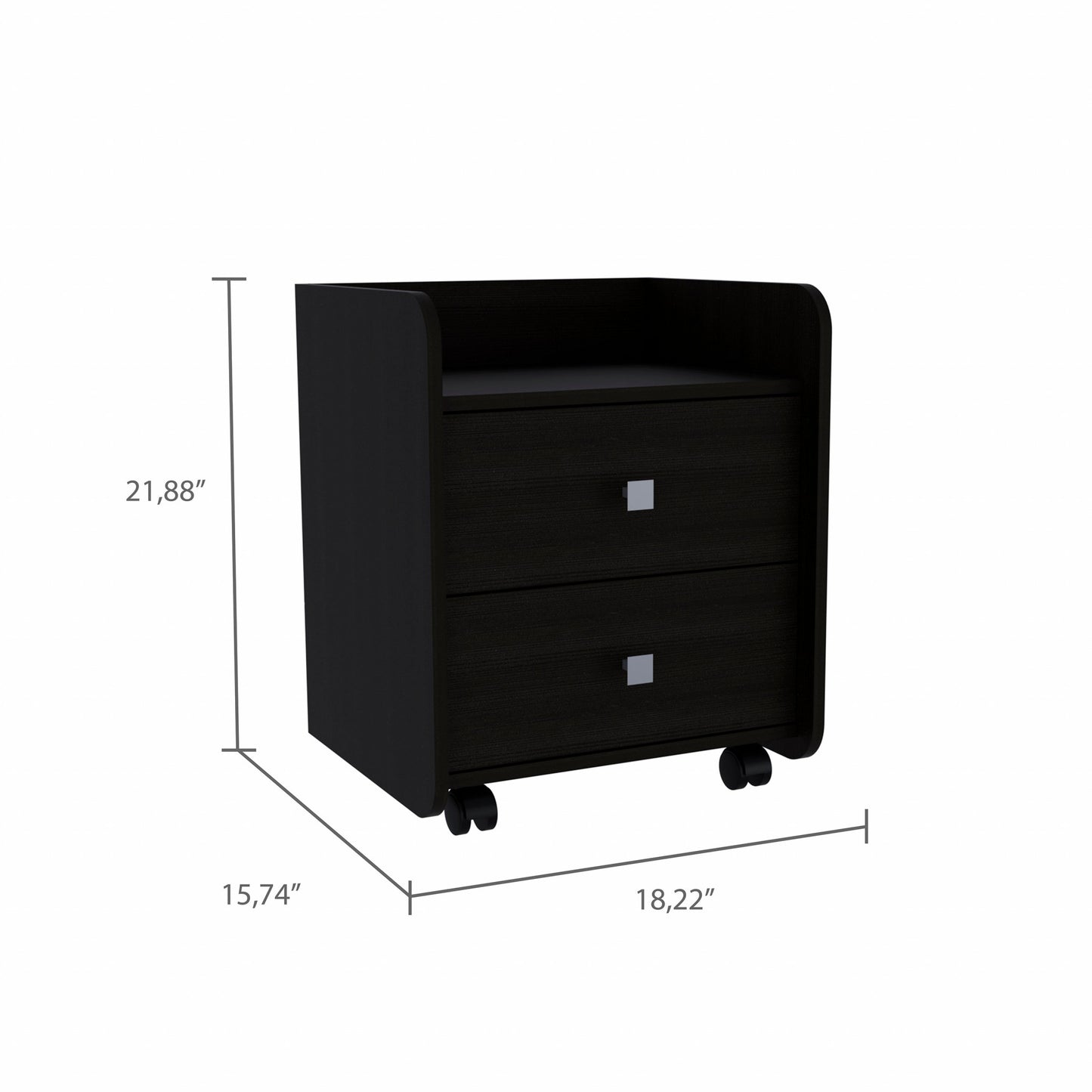 Black Nightstand with Two Drawers By Homeroots | Nightstands | Modishstore - 3
