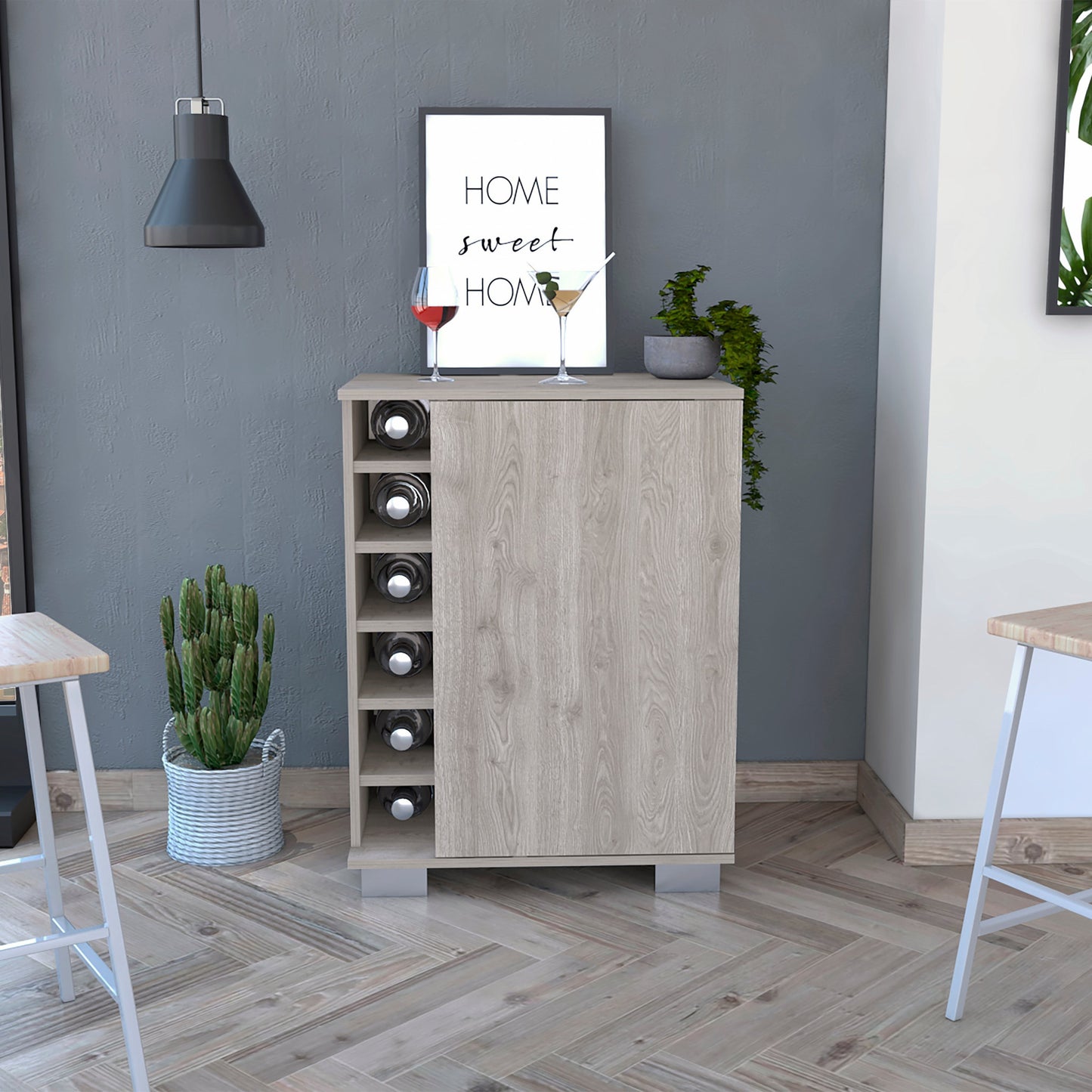 Light Gray Bar Cabinet with One Door Panel By Homeroots | Cabinets | Modishstore