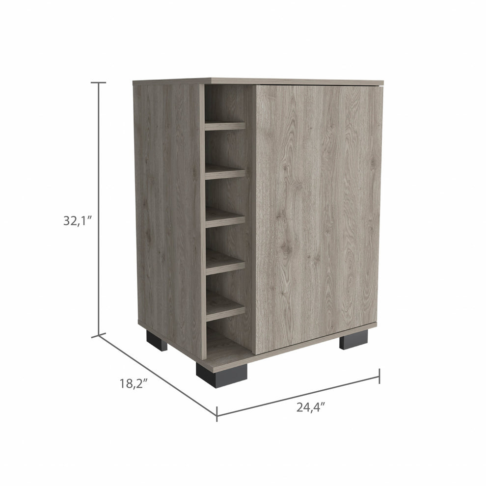 Light Gray Bar Cabinet with One Door Panel By Homeroots | Cabinets | Modishstore - 3